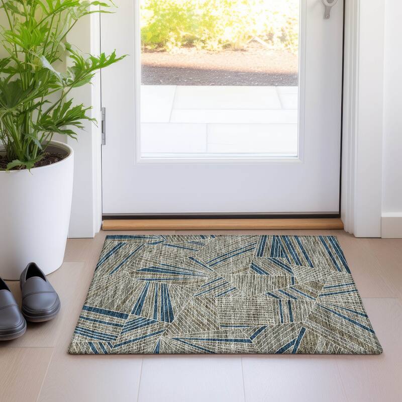 Premium Washable Super Soft Modern Mosaic Mayfield Rug - Taupe - 1'8" x 2'6"