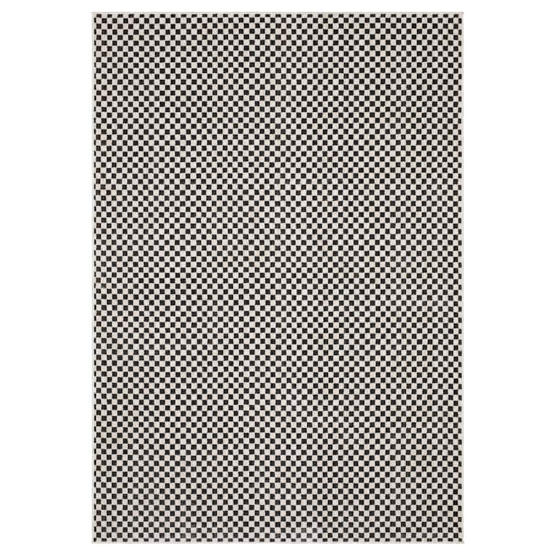 Hansel Two-Tone Checkerboard Black/ Ivory Area Rug