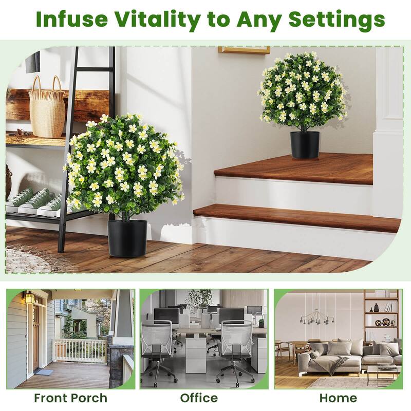 Costway 2 Pack Artificial Boxwood Topiary Ball Tree Faux Shrub Bushes