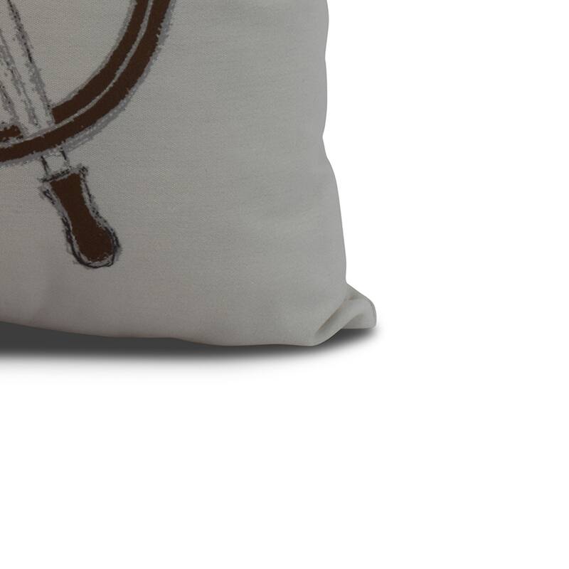 16 x 16 Inch Ship Wheel Geometric Print Outdoor Pillow