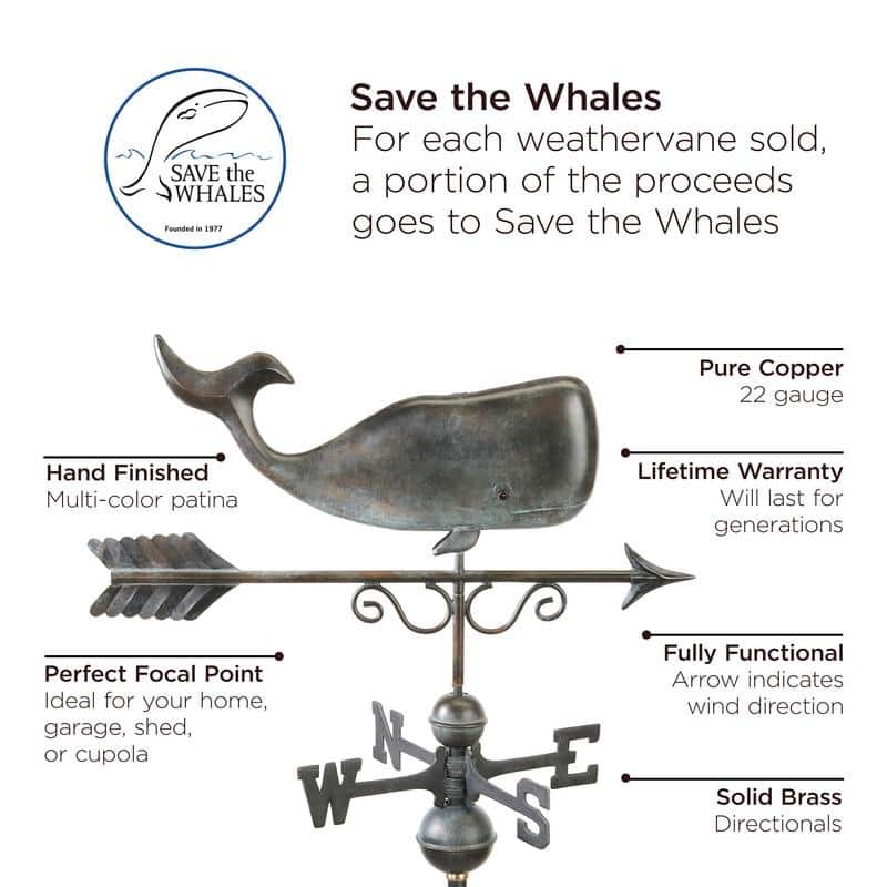 Save the Whales? Weathervane - Pure Copper by Good Directions
