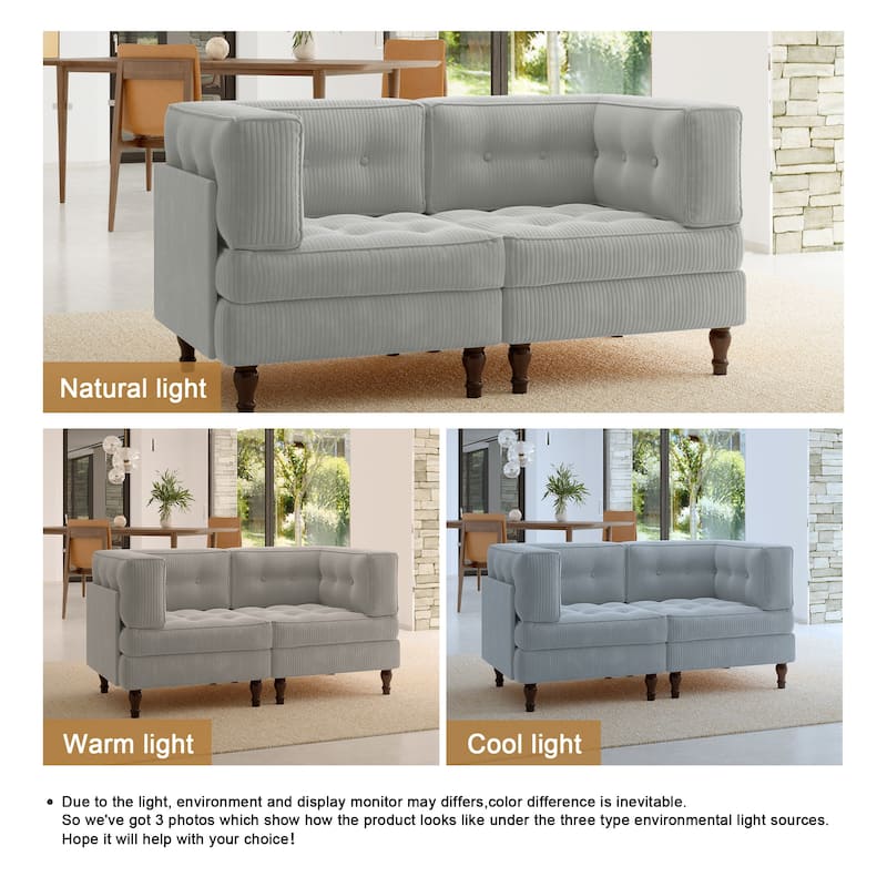 Oversized Sofa Corduroy Tufted Modular Sectional Set
