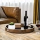 preview thumbnail 7 of 19, Round Black Walnut Wood Serving Tray Ottoman Tray with Handles
