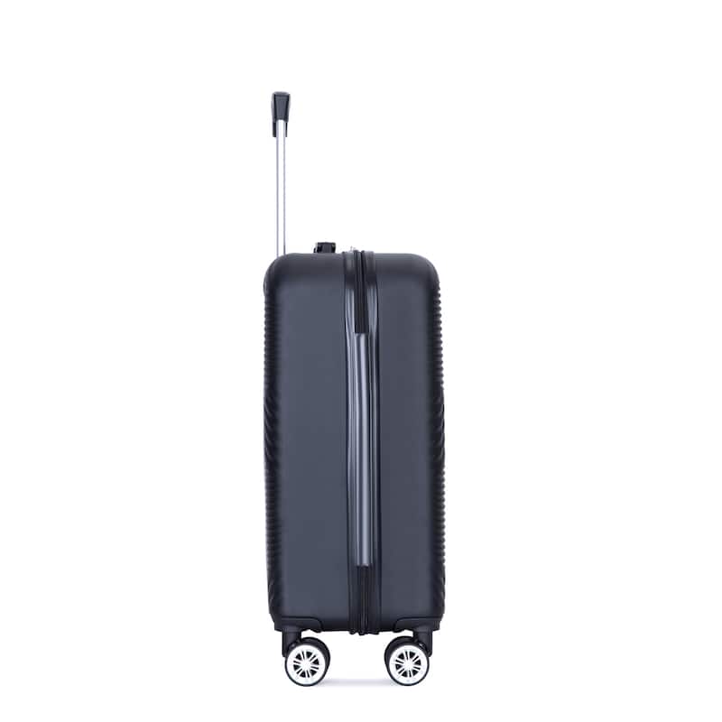 4-Piece, Modern Lightweight Luggage with Adjustable Pull Rod and 360° Airplane Wheels, for Boarding Travel, Black