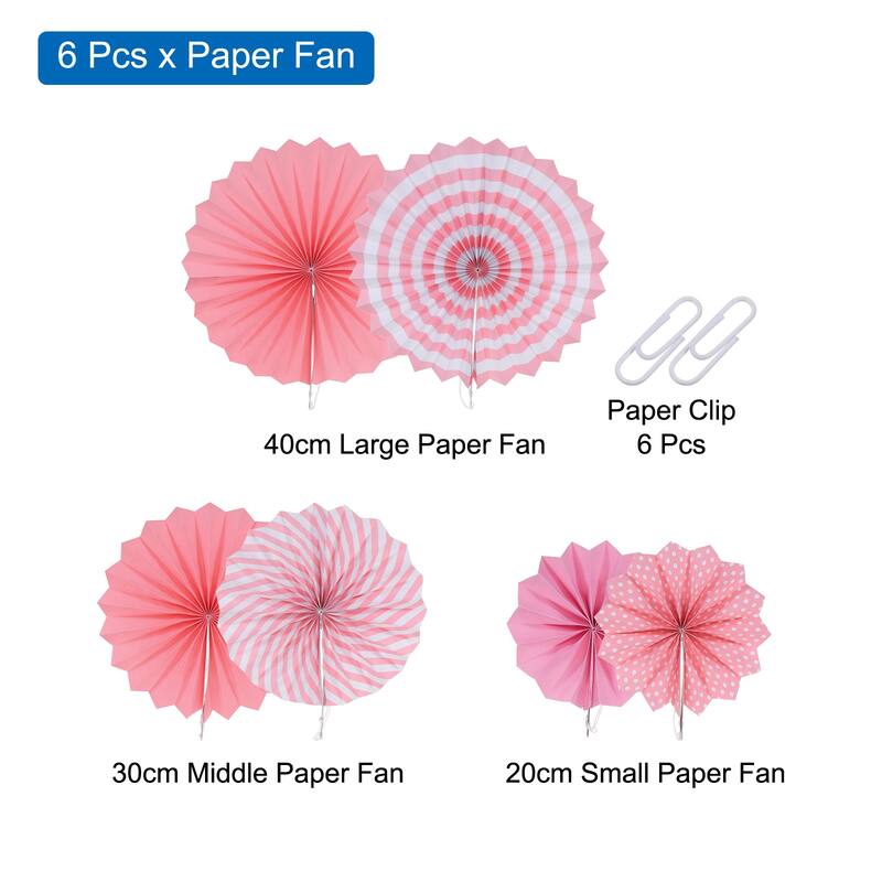 Hanging Paper Fans Set Paper Decorations for Party Birthday 6pcs