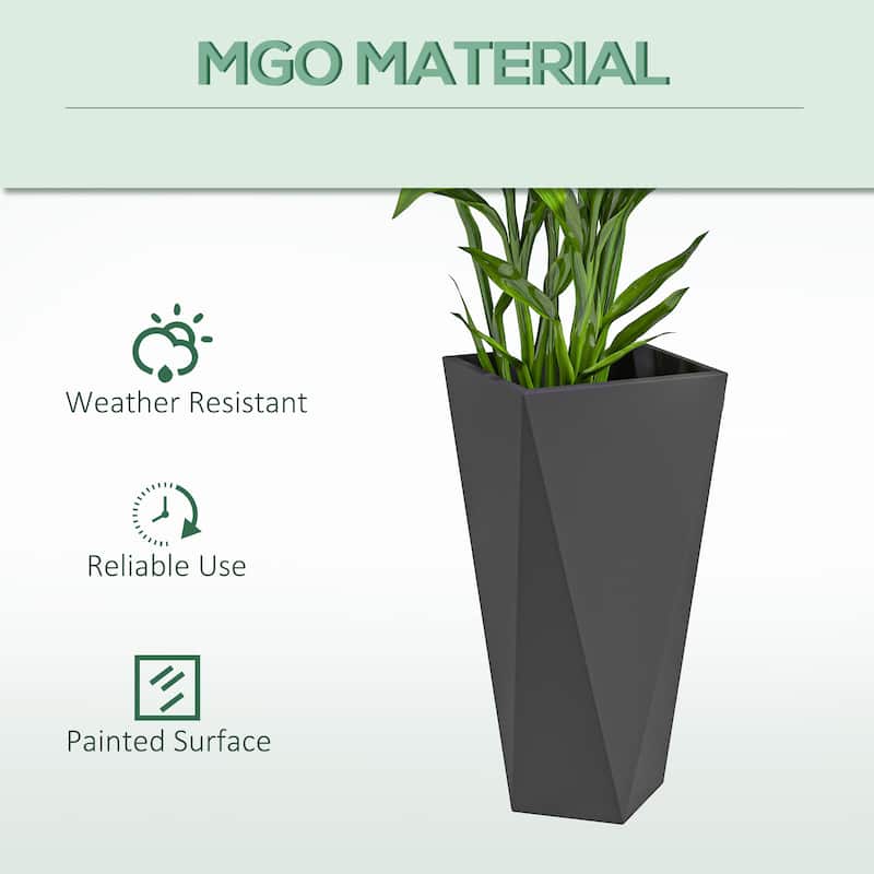 Outsunny 28.75", 24.5", 20.5" Tall Planters Set of 3, MgO Indoor Outdoor Planters with Drainage Holes, Stackable Flower Pots
