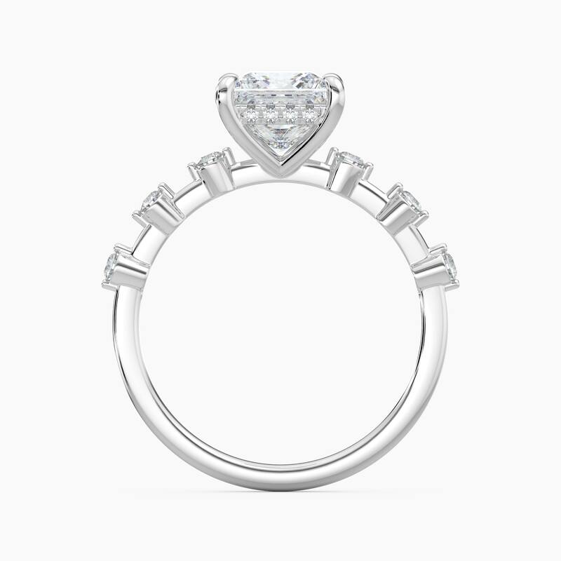 Auriya 14k Gold Princess Lab Grown Diamond Station Hidden Halo Engagement Ring 1.00 to 5.00 ct. tw. (F-G, VS)