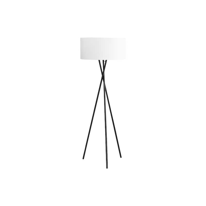 Lighting, 62"h, Floor Lamp, Black Metal, Ivory / Cream Shade, Contemporary