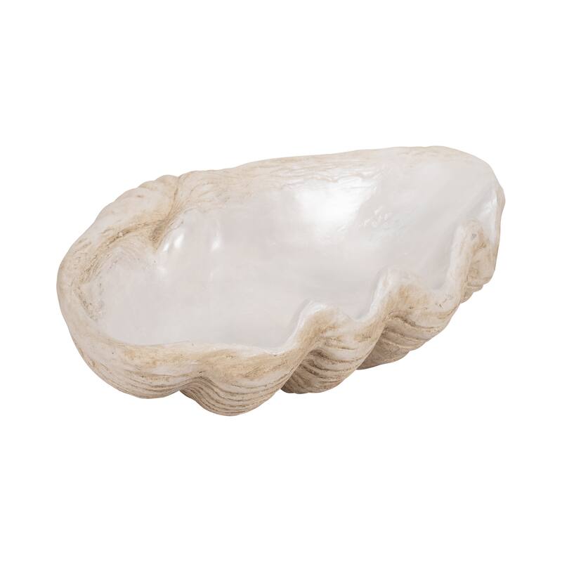 Sagebrook Home Polyresin Coastal Decorative Clam Shell Bowl with Sculptural Wavy Rim