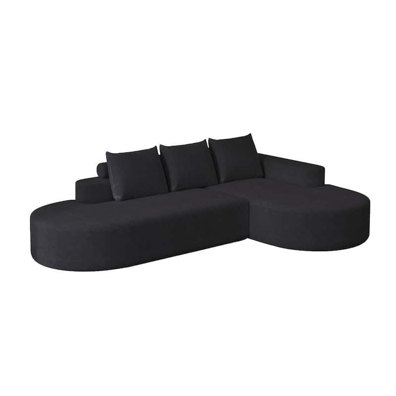108.5" Modern Curved Chenille Upholstered Sectional Sofa with 3 Pillows