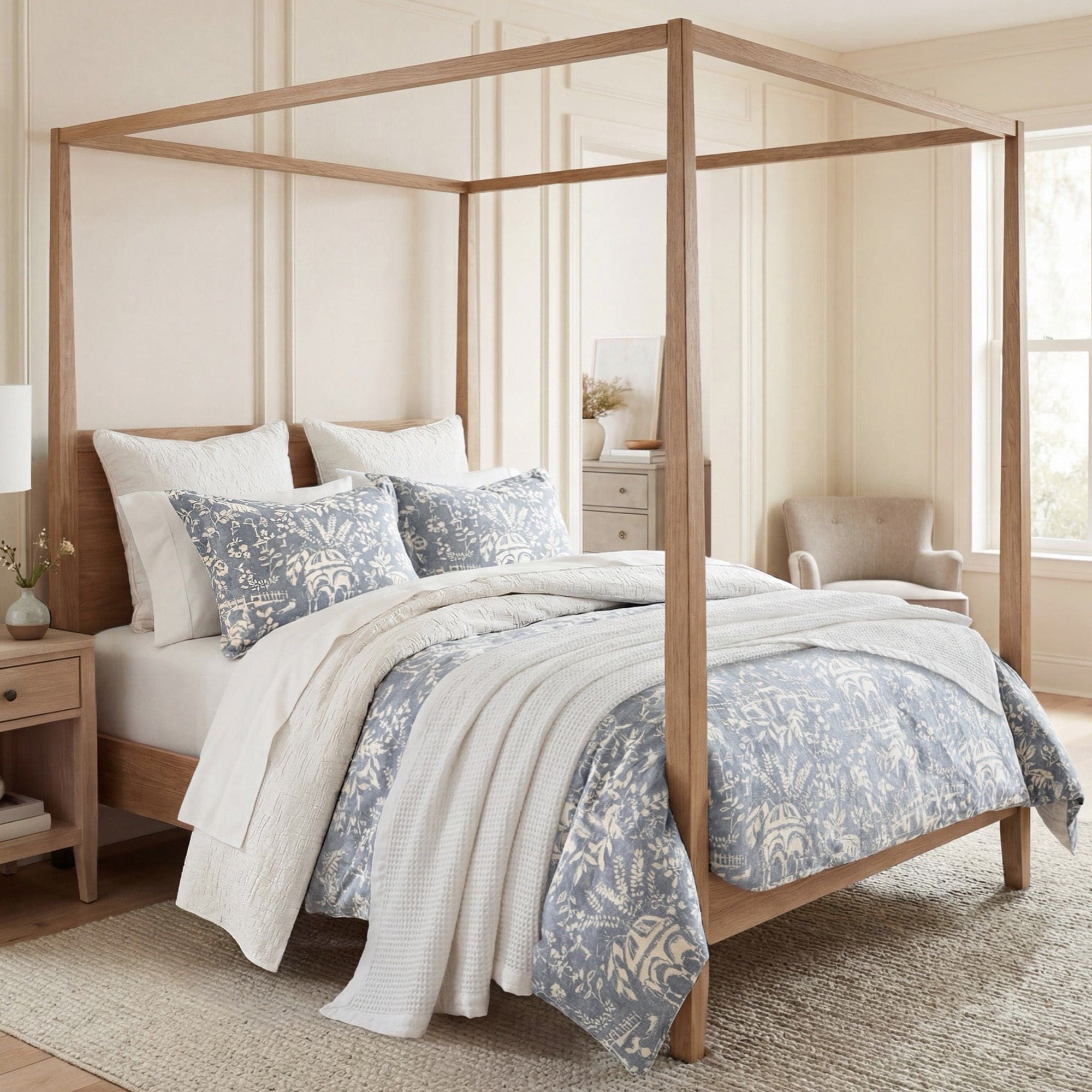 HiEnd Accents Genoa Washed Linen Blend Vintage Botanical 3 Piece Duvet Cover Set