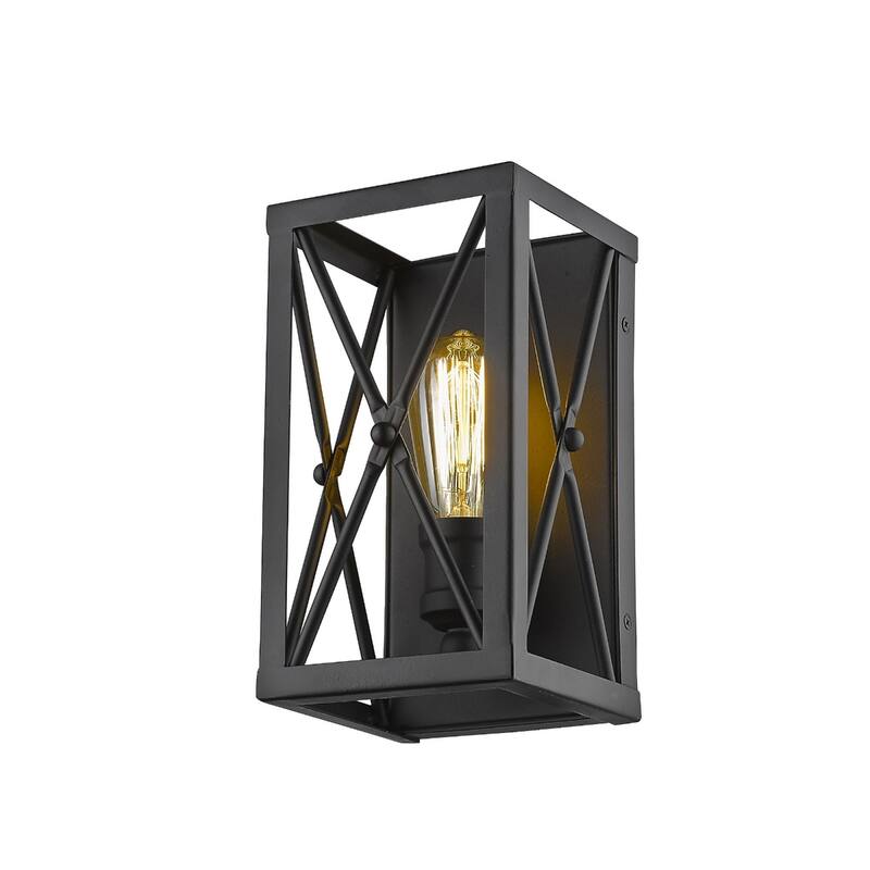 Steel Geometric Wall Sconce with Open Frame Dimmable, Hardwired - 4.5” x 5.5” x 10” (D x W x H)