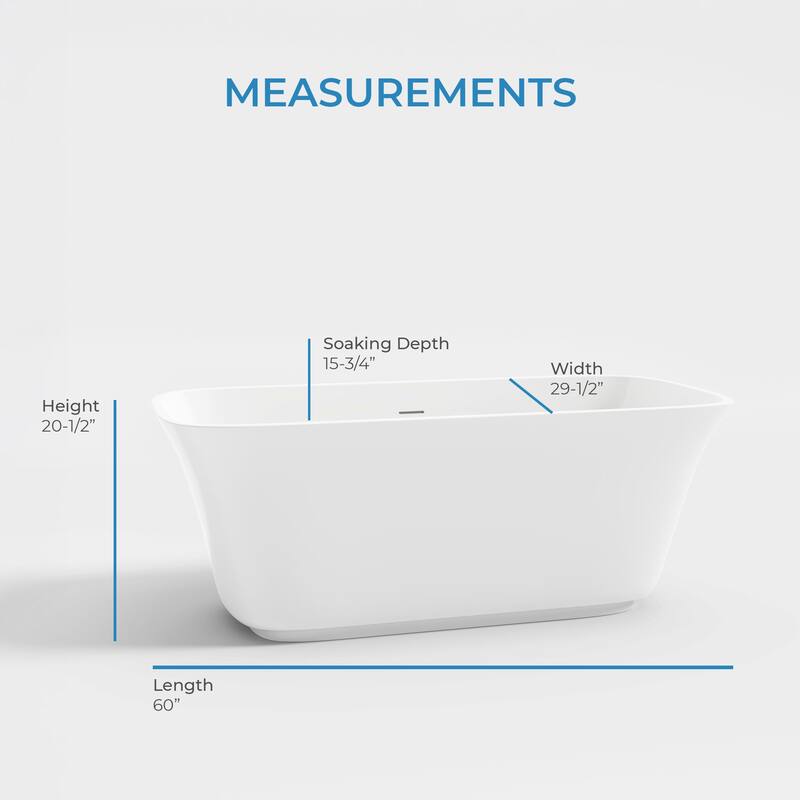 OVE Aveline 60-inch Free-Standing Bathtub in Glossy White