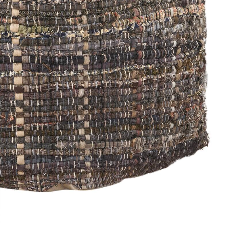 Morro Bay Hcrafted Water resistant Pouf,Comfortable choice, multiple functions, classic design, and cozy corners Red Multi - khaki