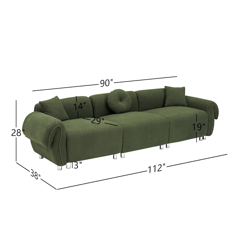 112" teddy velvet fabric, with 3 pillows for living room