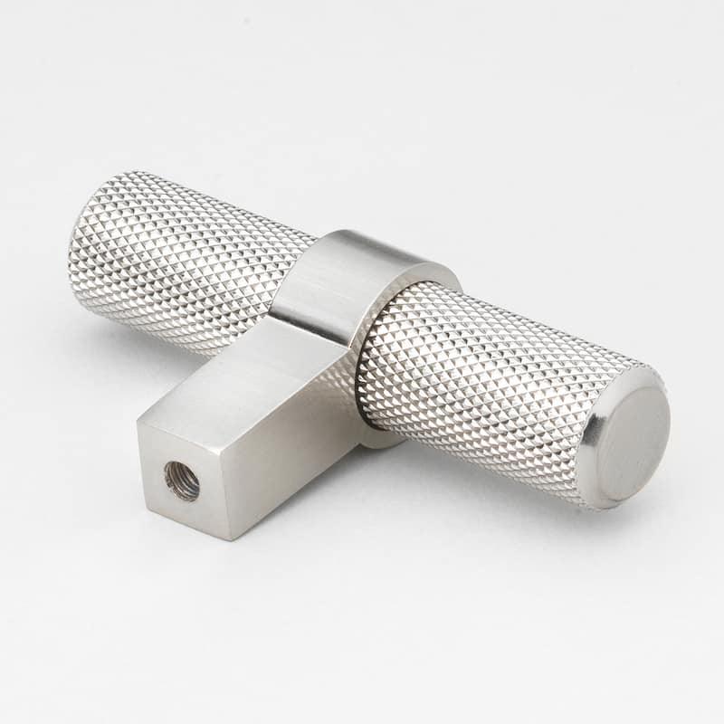2.25 in Stin Nickel European Knurled Solid Steel Cabinet T-Bar (Pack of 25) - Satin Nickel