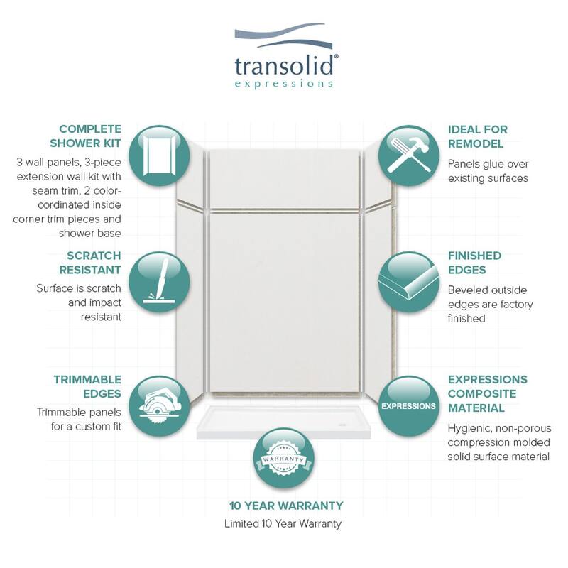 Transolid Expressions 60-in X 32-in X 96-in Glue to Wall Shower Kit - 32" x 60" x 96" - 32" x 60" x 96"