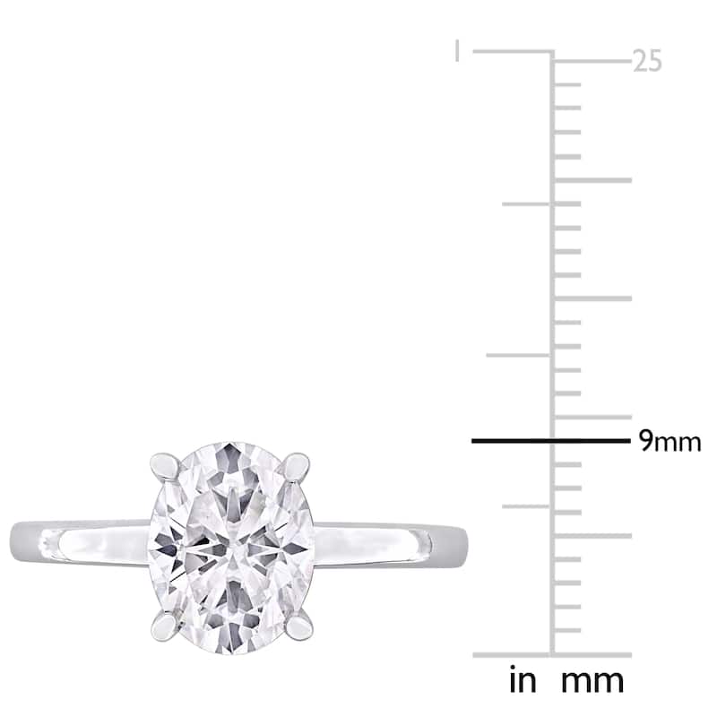 Miadora 2ct DEW Oval-cut Created Moissanite Solitaire Engagement Ring in Sterling Silver