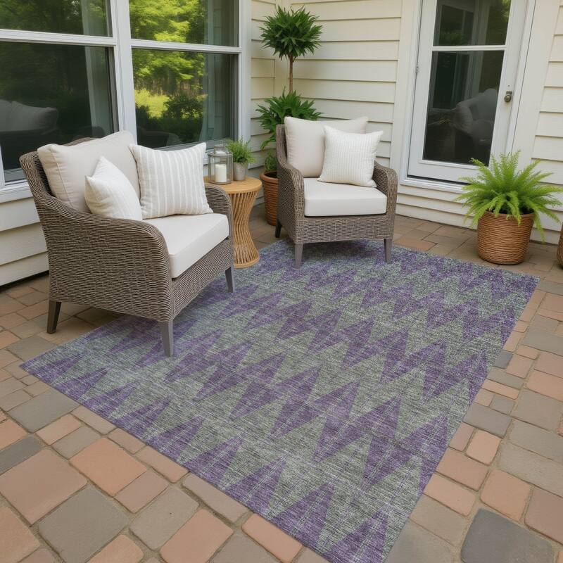 Machine Washable Indoor/ Outdoor Modern Zeke Chantille Rug - Plum - 5' x 7'6"