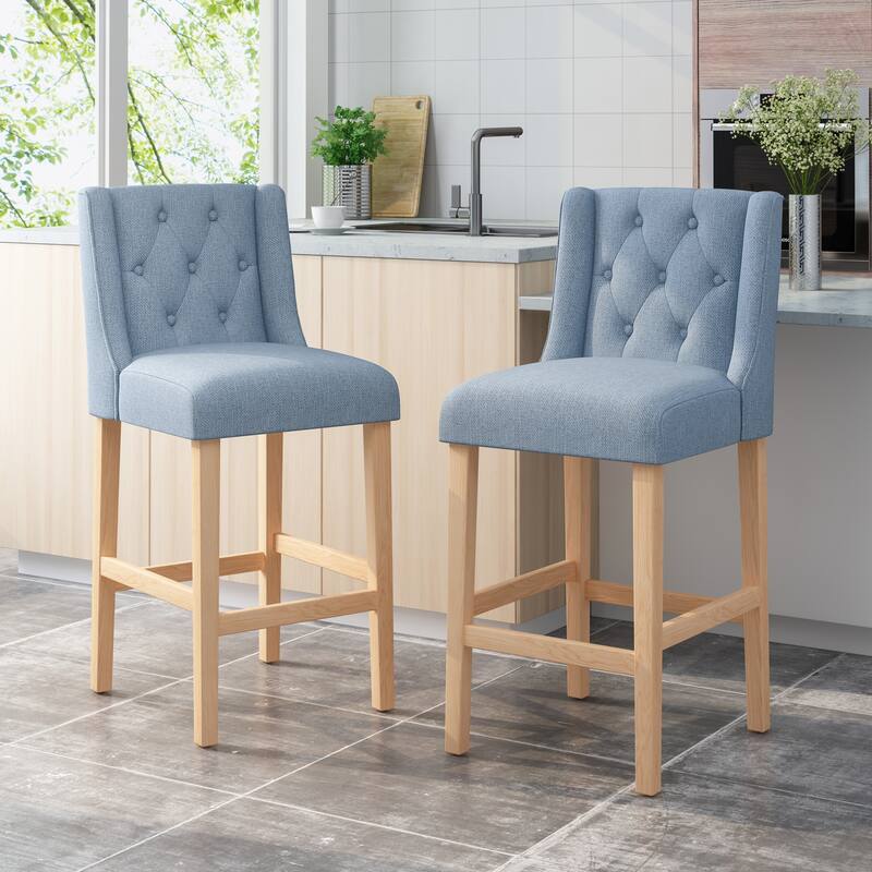 Vienna Contemporary Fabric Tufted Wingback 31 Inch Counter Stools, Set of 2