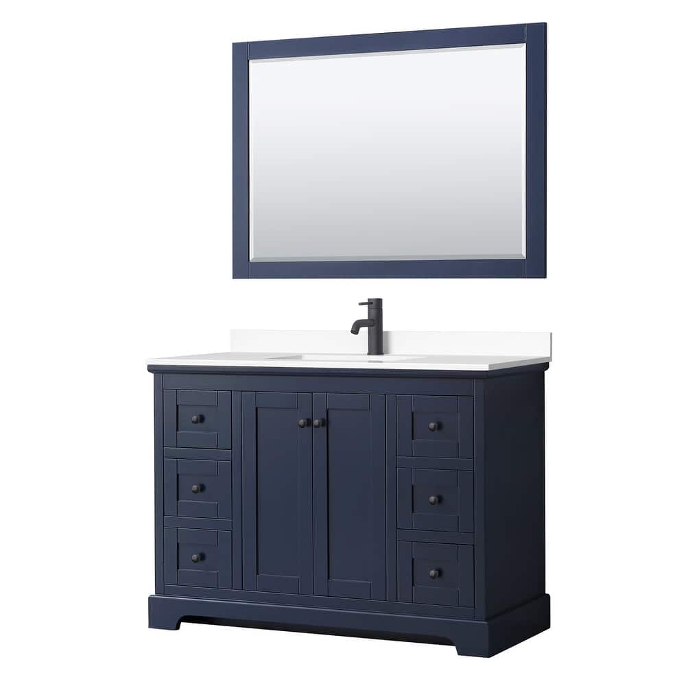 Avery 48 Inch Single Vanity, Cultured Marble Top, 46 Inch Mirror