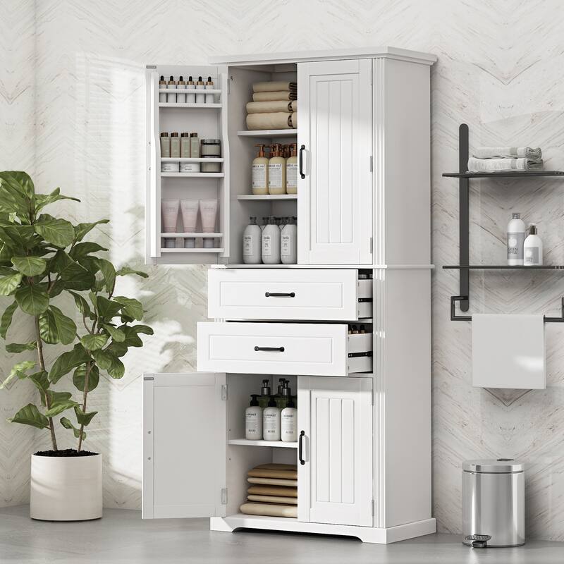 Storage Cabinet with Multi-Functional Storage Space, Doors with Storage Shelves, 2 Drawers, Adjustable Shelf