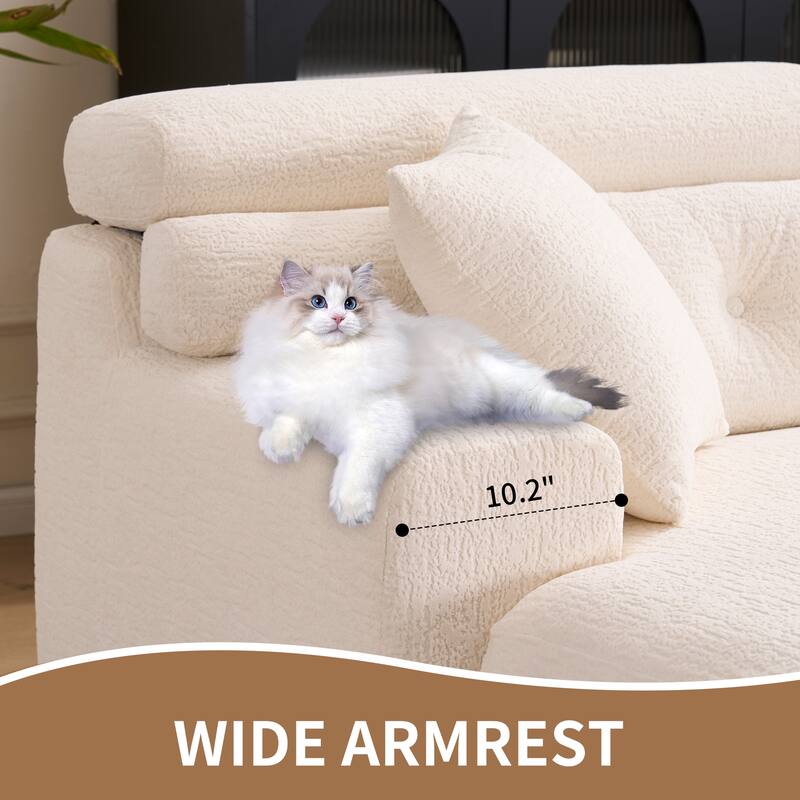 105" Chenille Sectional Sofa with Chaise Lounge & 2 Pillows