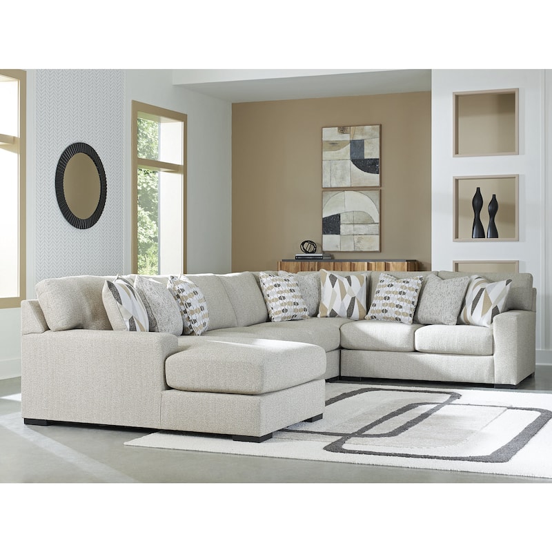 Signature Design by Ashley Laurelgrove Beige 5-Piece Sectional with Chaise - Right Facing