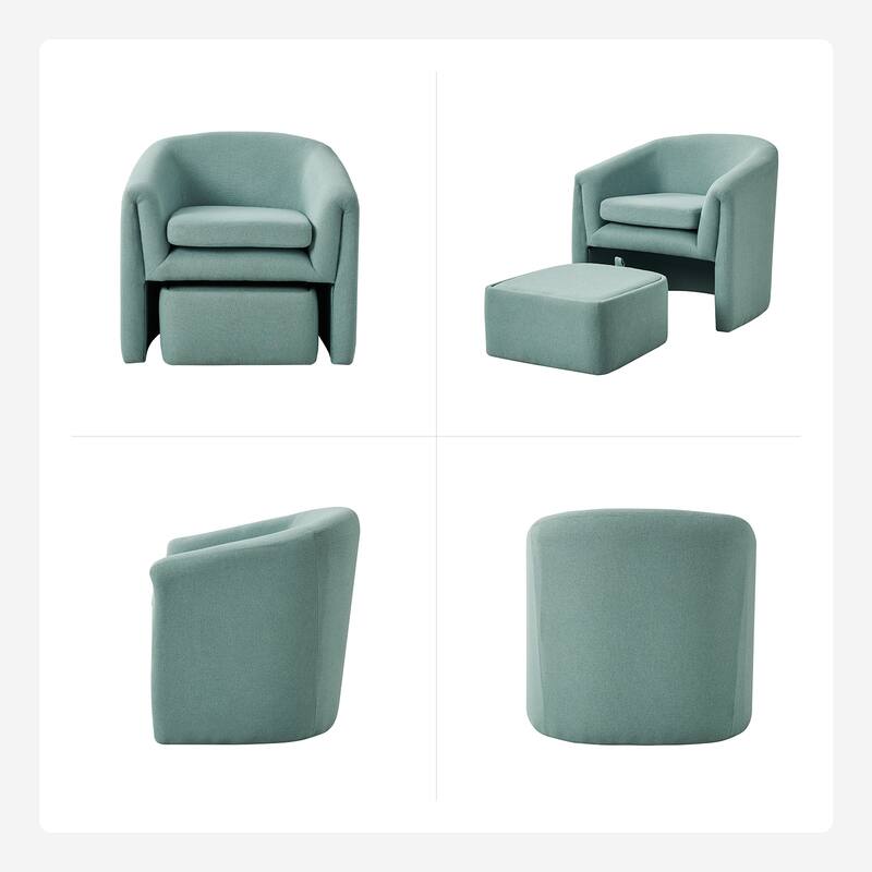 Arturo Modern Upholstered Armchair with Storable Removable Leg Ottoman Set of 2 by HULALA HOME