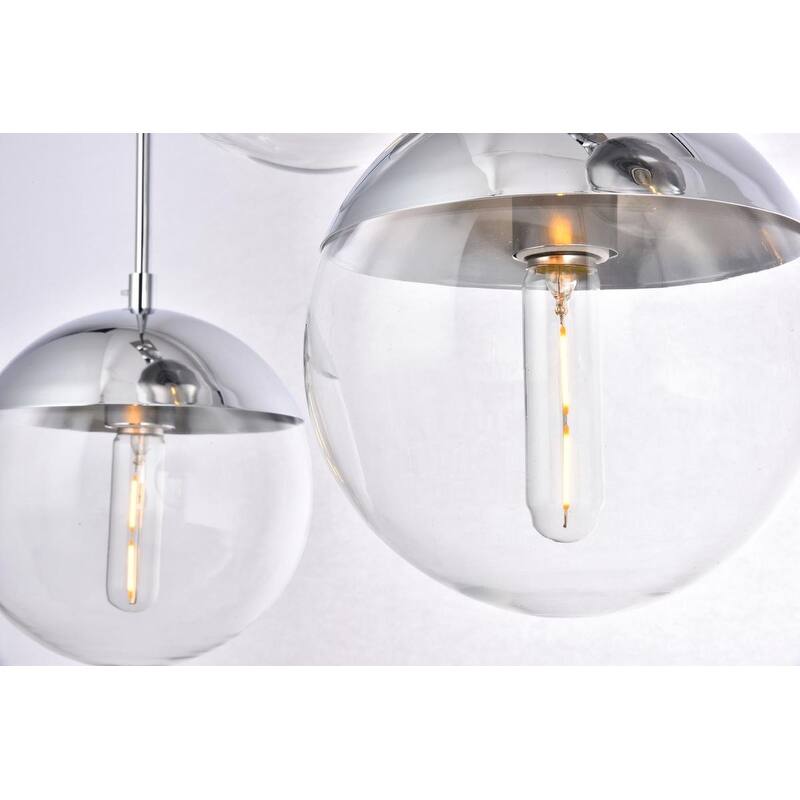 5-Light Pendant with Clear Glass (Brass, Chrome, Black)