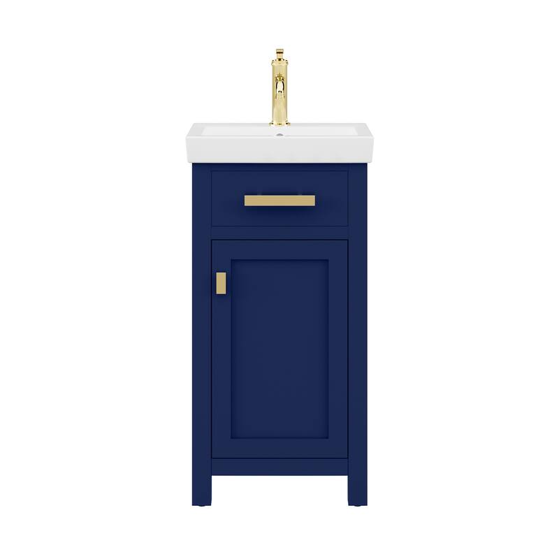 Mia 18 In. Integrated Ceramic Sink Top Bath Vanity in Monarch Blue