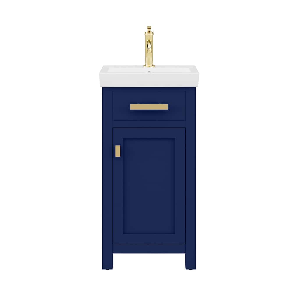 Mia 18 In. Integrated Ceramic Sink Top Bath Vanity in Monarch Blue