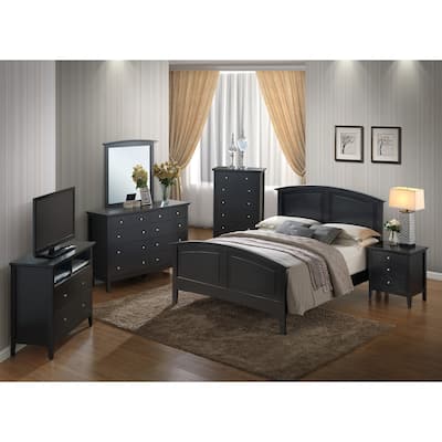 Solid Curved Rail Queen Panel Bed - 83" - Black