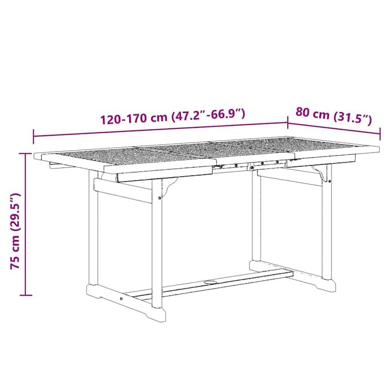 vidaXL Garden Dining Set Natural wood, Black Solid Acacia wood, Textilene - 31.5 x 66.9 x 29.5 in