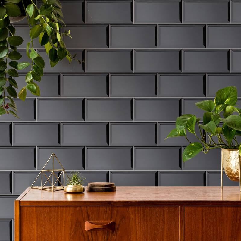 Merola Tile Santorini Biselado Nero 4" x 7-7/8" Ceramic Wall Tile