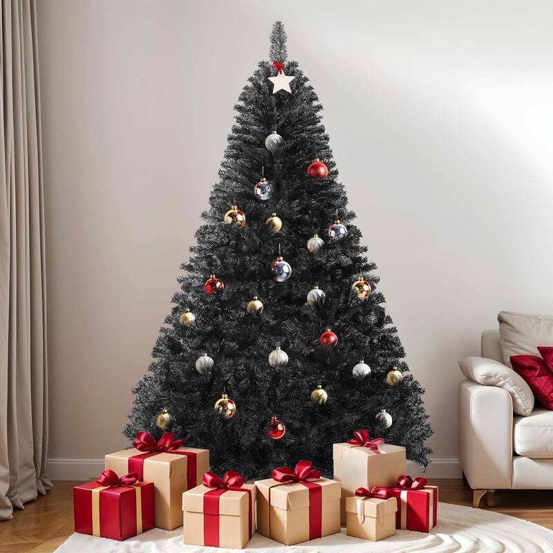 6/7.5FT Halloween Black Spruce Artificial Christmas Tree