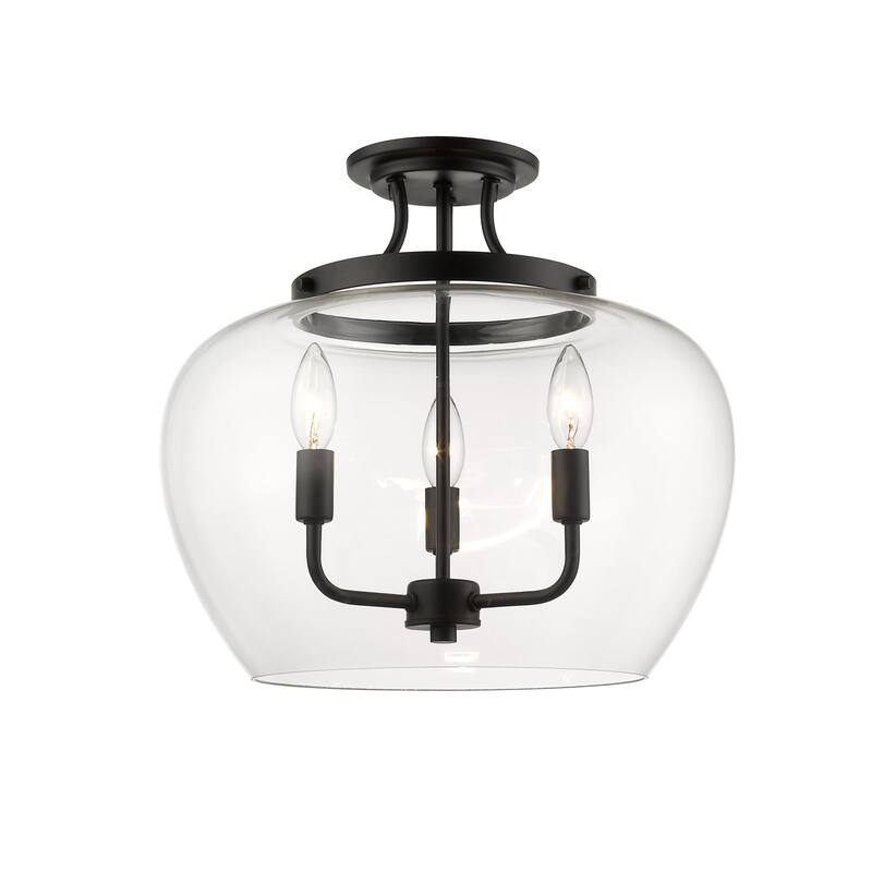 Bellevue Celia 3 Light 16" Wide Semi-Flush Ceiling Fixture - Matte Black