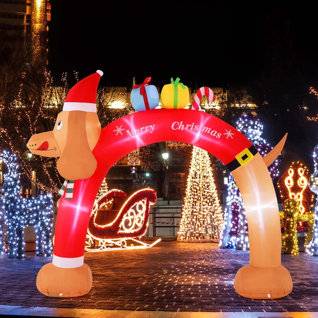 Costway 8FT Inflatable Christmas Dachshund Arch Yard Decoration with - See Details