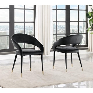 Modern Dining Chair Set Of Two With Velvet Upholstery And Wooden Legs ...