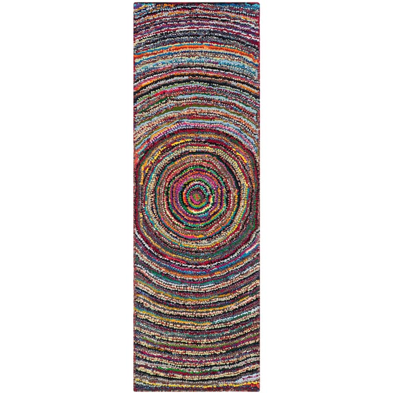 SAFAVIEH Handmade Nantucket Fulgencia Contemporary Cotton Rug - 2'3" x 13' Runner - Multi