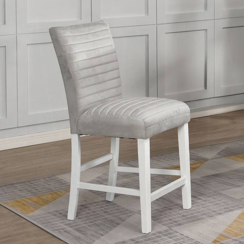 Set of 2 Velvet Upholstered Counter Height Chairs