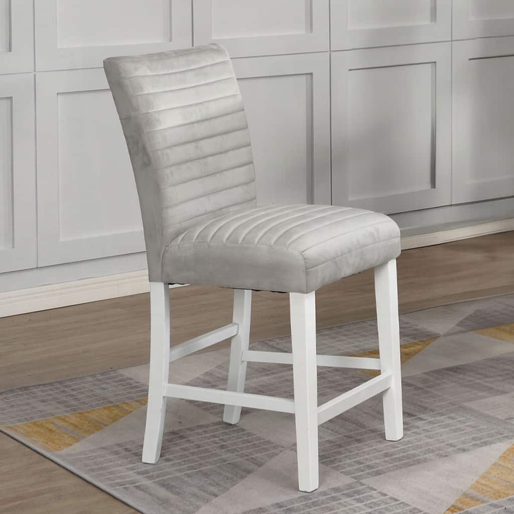 Set of 2 Velvet Upholstered Counter Height Chairs