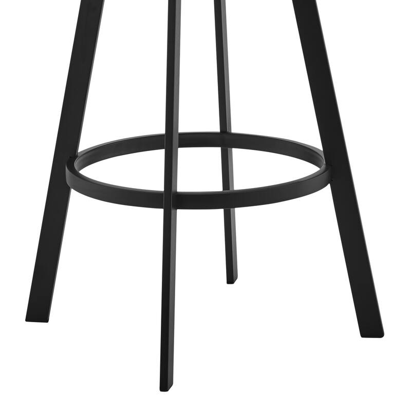 Modern Grey Faux Leather Seat Swivel Counter Height Bar Stool with Arms Low Back and Footrest - 34" H x 20" W x 20" D