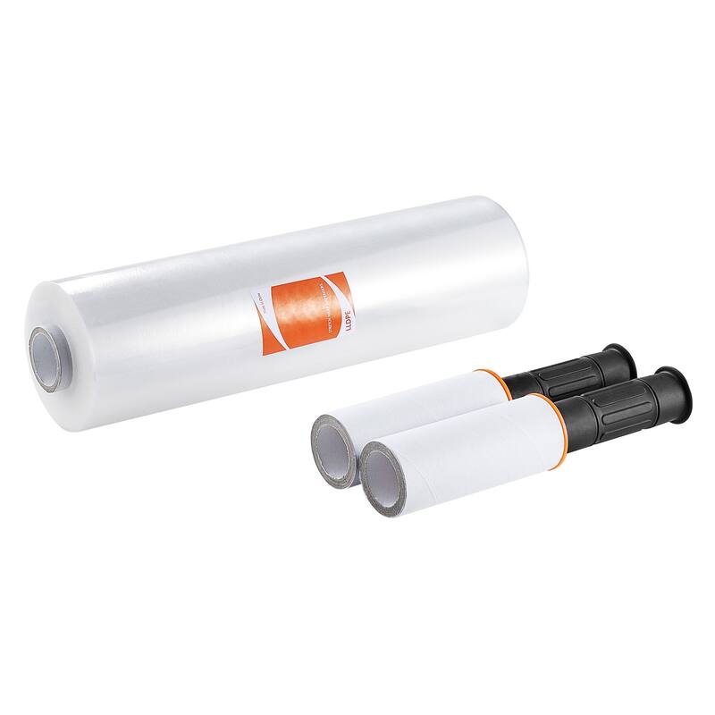 Stretch Film, 80 Gauge Industrial Strength Clear Durable Stretch Wrap Roll, Heavy Duty Shrink Film Stretch Wrap with Handles - 15 inches x 1200 feet, 1 Pack