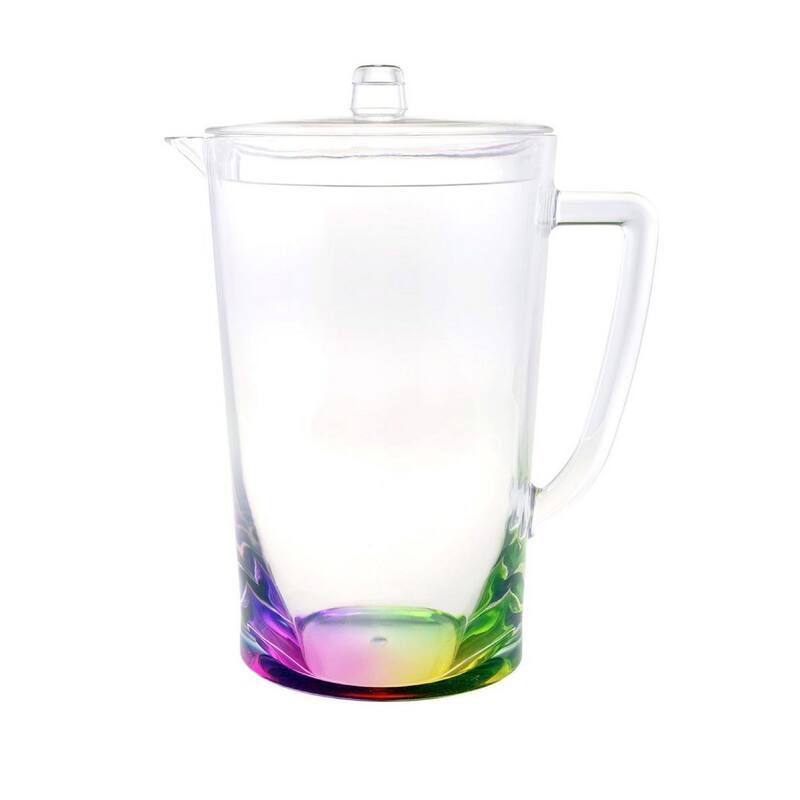 Water Pitcher with Lid, Oval Halo Design Unbreakable Plastic Pitcher