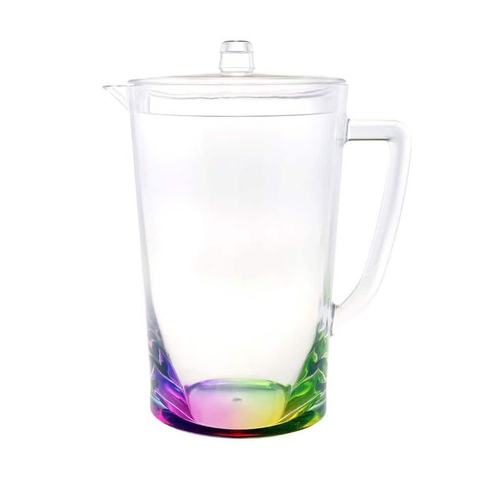 Water Pitcher with Lid, Oval Halo Design Unbreakable Plastic Pitcher