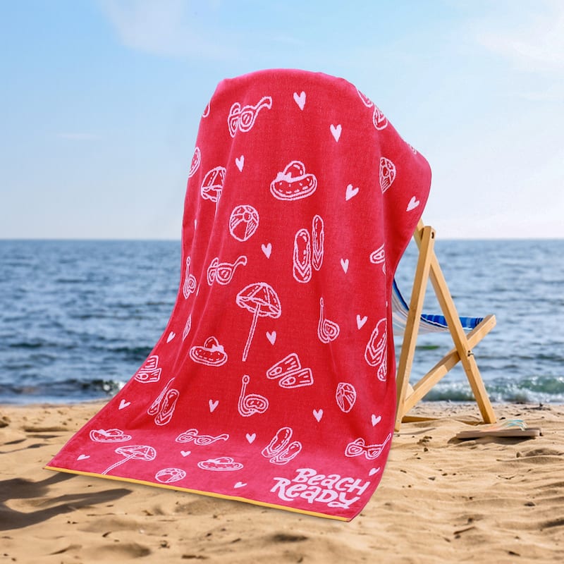 Superior Bahama Cotton Fuzzy Velour Terry Large Oversized Beach Towel