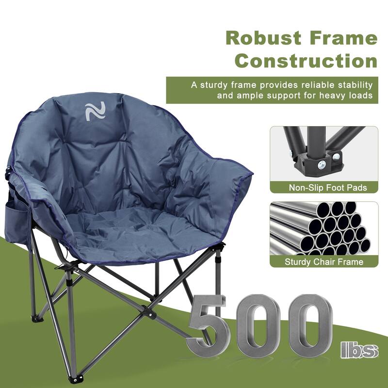DoCred Oversized Camping Chair, Fully Padded Folding Moon Chair