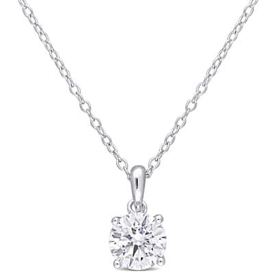 Miadora Sterling Silver 1ct TGW Created White Moissanite Solitaire Necklace