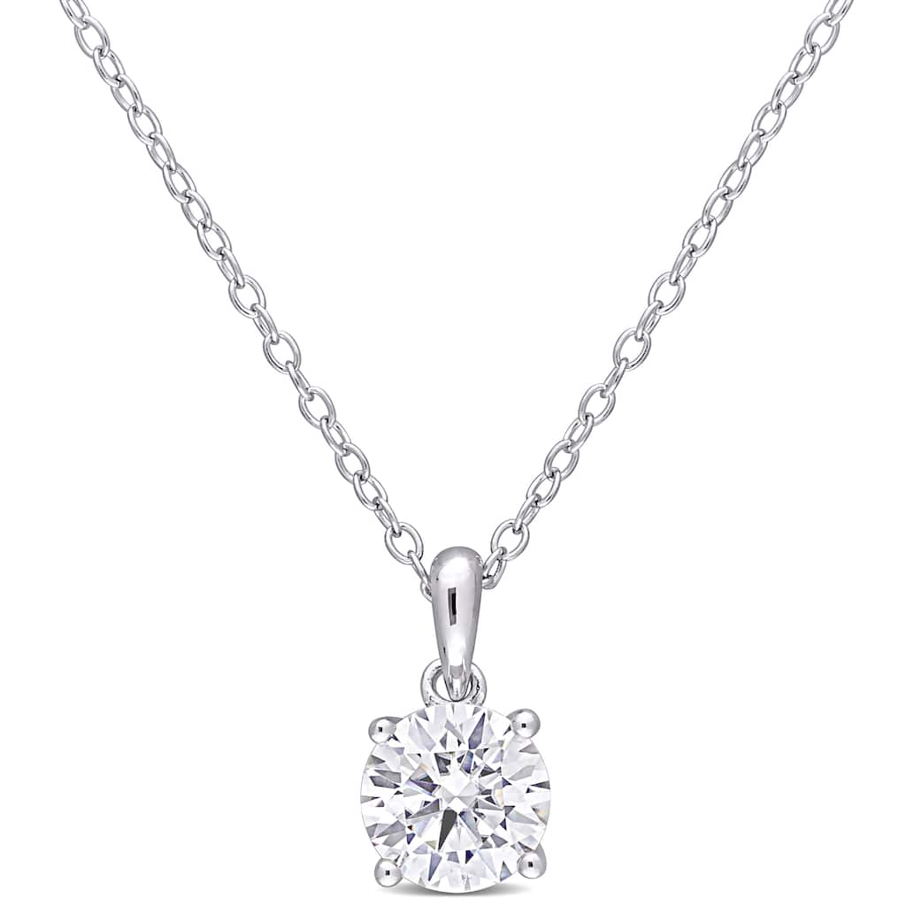 Miadora Sterling Silver 1ct TGW Created White Moissanite Solitaire Necklace